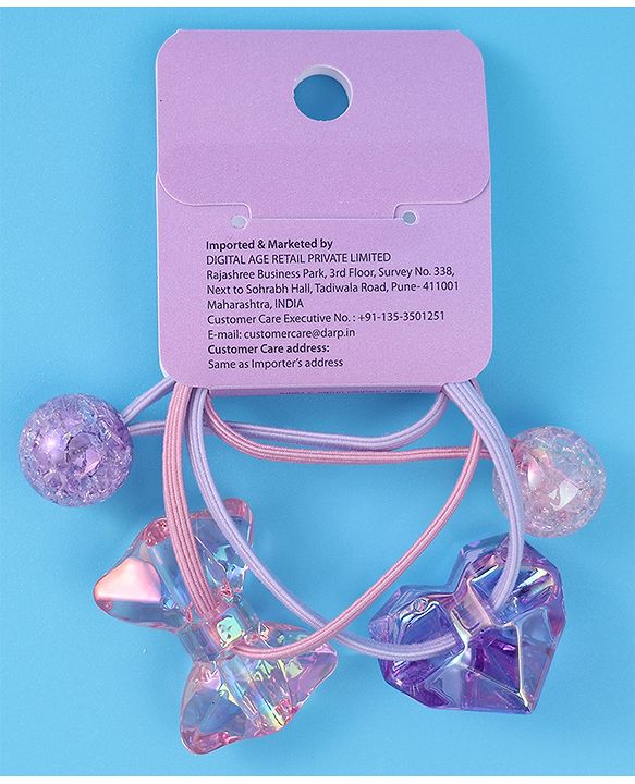 Pine Kids  Free Size Rubber Bands  Sets with Bow Applique Pack of 2 -  Pink & Purple