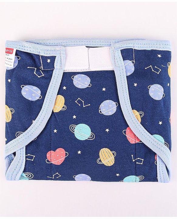 Babyhug Interlock Dyed Velcro Cloth Nappies Solar Printed Small Pack of 5 - Multicolor