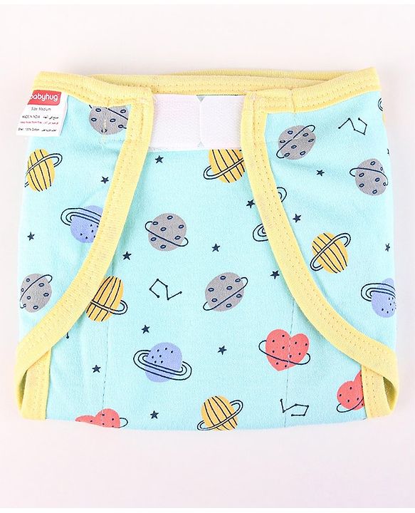 Babyhug Interlock Dyed Velcro Cloth Nappies Solar Printed Small Pack of 5 - Multicolor