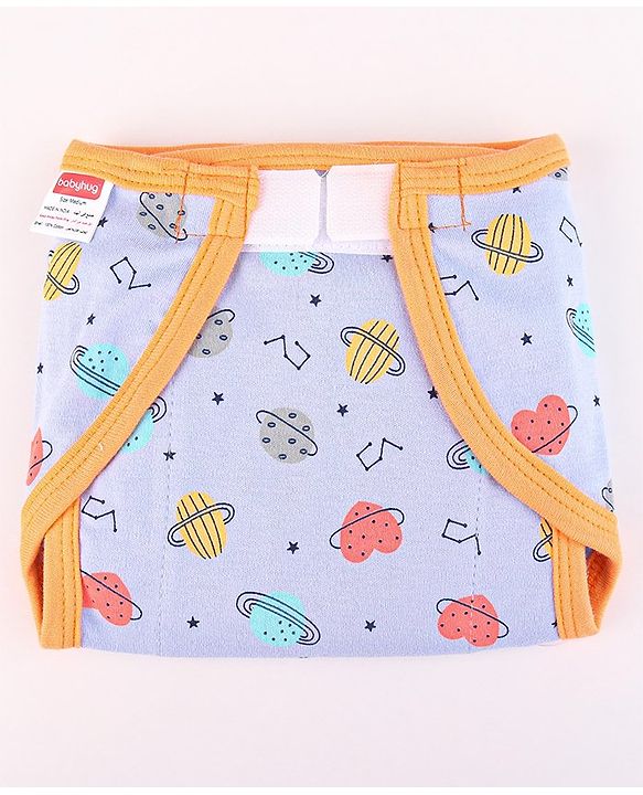 Babyhug Interlock Dyed Velcro Cloth Nappies Solar Printed Small Pack of 5 - Multicolor