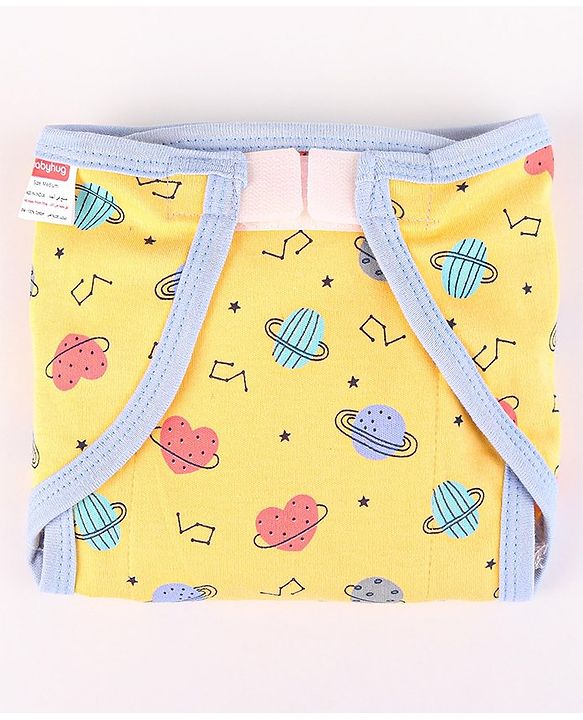 Babyhug Interlock Dyed Velcro Cloth Nappies Solar Printed Small Pack of 5 - Multicolor