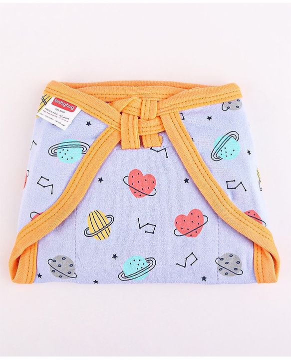 Babyhug Interlock Dyed U Shape Cloth Nappies Solar Print New Born Pack of 10-Multicolor