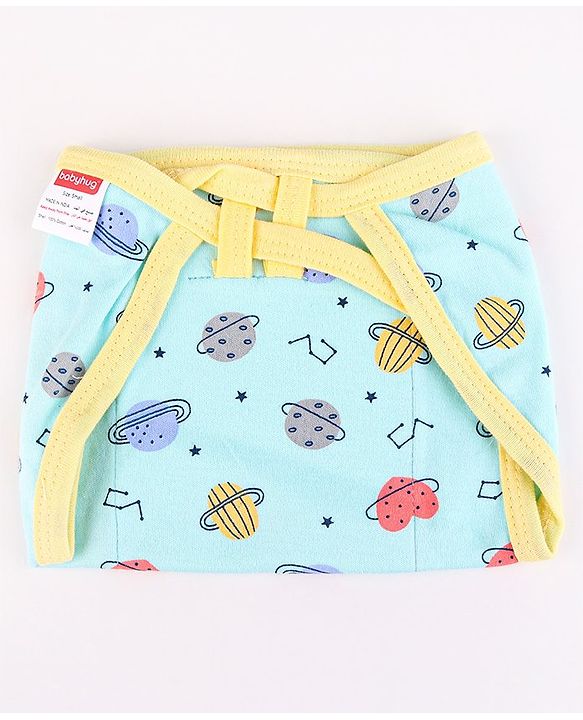 Babyhug Interlock Dyed U Shape Cloth Nappies Solar Print New Born Pack of 10-Multicolor
