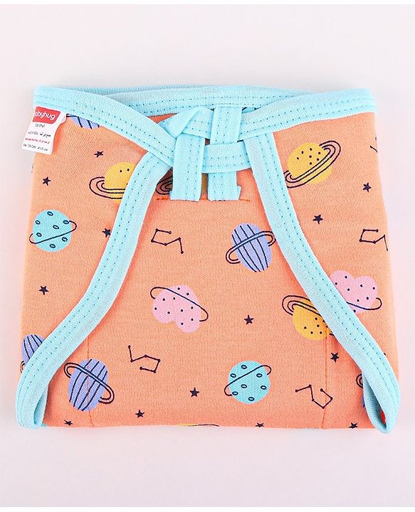 Babyhug Interlock Dyed U Shape Cloth Nappies Solar Print New Born Pack of 10-Multicolor