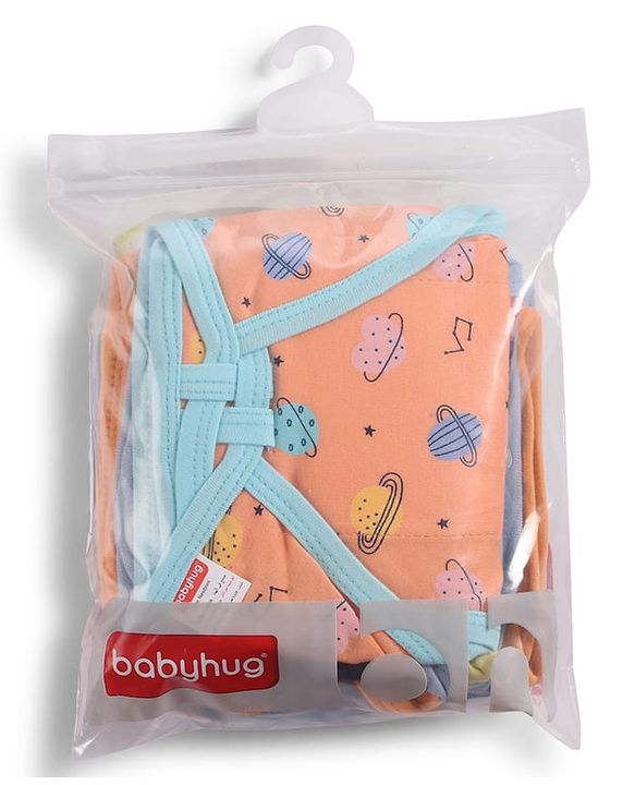 Babyhug Interlock Dyed U Shape Cloth Nappies Solar Print New Born Pack of 10-Multicolor