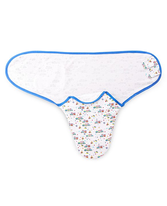 Babyhug 100% Cotton Swaddle Wrapper Train Print Set of 2-Blue