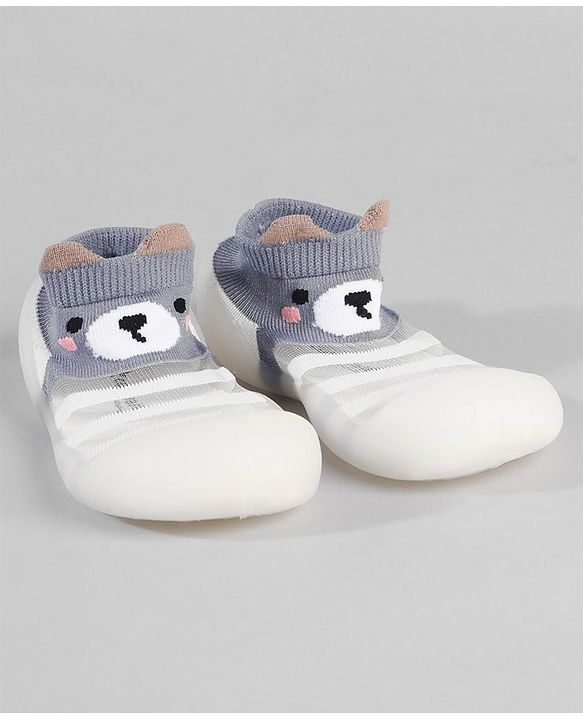 Cute Walk by Babyhug Socks Shoes Bear Print - Blue & White