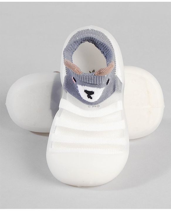 Cute Walk by Babyhug Socks Shoes Bear Print - Blue & White