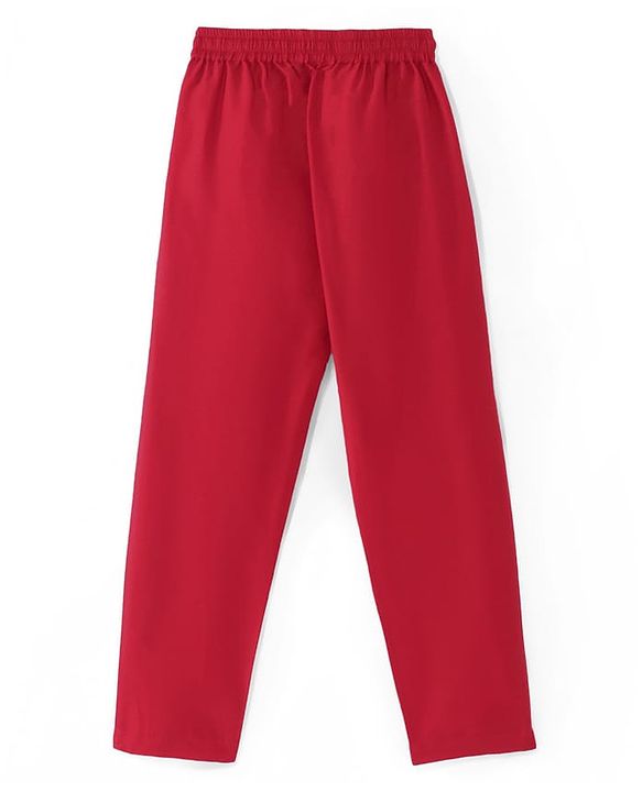 Pine Kids Woven Full Sleeves Solid Color Kurta Pajama Set With Sequinned Detailing Jacket  - Red