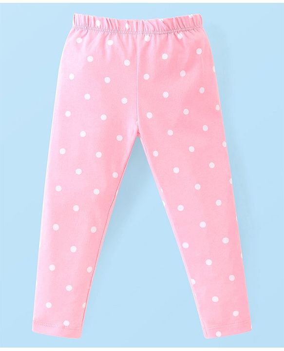 Babyhug Cotton Lycra Full Length Leggings With Floral & Polka Dots  Print Pack Of 3 - Navy Blue Red  & Pink