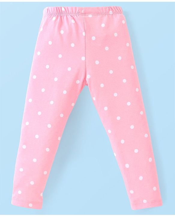 Babyhug Cotton Lycra Full Length Leggings With Floral & Polka Dots  Print Pack Of 3 - Navy Blue Red  & Pink