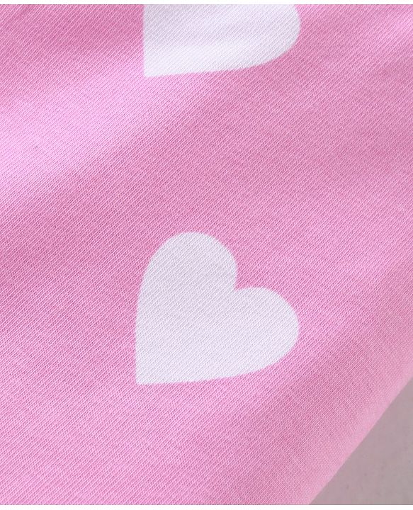 Babyhug Cotton Lycra Knit Full Length Leggings With Hearts & Floral Print Pack Of 2 - Pink & Navy