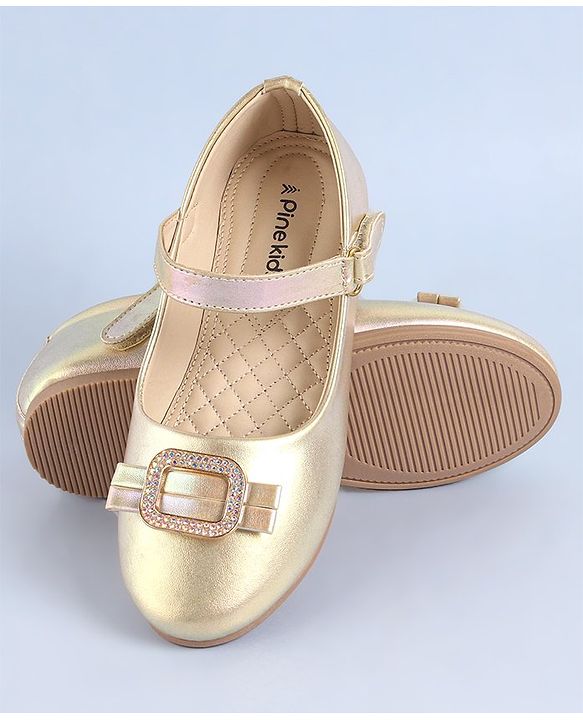 Pine Kids Ballerinas with Velcro Closure - Golden