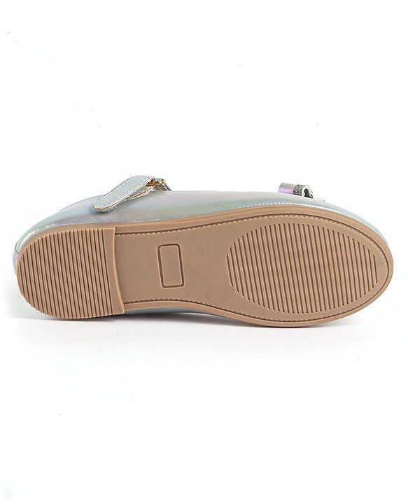 Pine Kids Bow & Glitter Detailing  Ballerinas with Velcro Closure - Light Blue