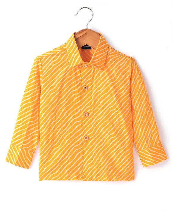 Buy JAV Creations Full Sleeves Leheriya Printed Shirt - Yellow for