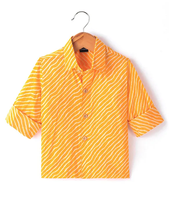 Buy JAV Creations Full Sleeves Leheriya Printed Shirt - Yellow for