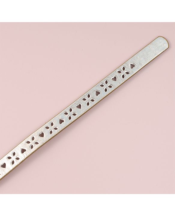 Pine Kids Free Size Belt with Heart Buckle & Design - Golden