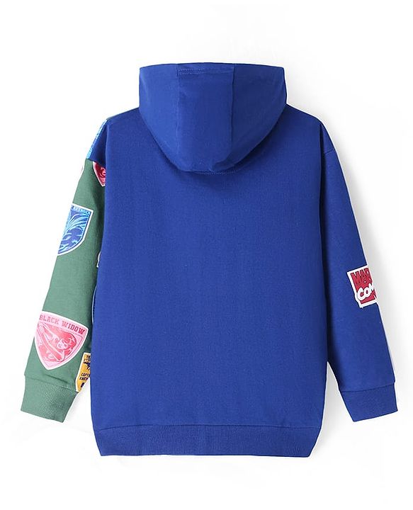 Pine Kids Marvel Terry Knit Full Sleeves Hooded Sweatjacket With Avengers Graphics - Blue