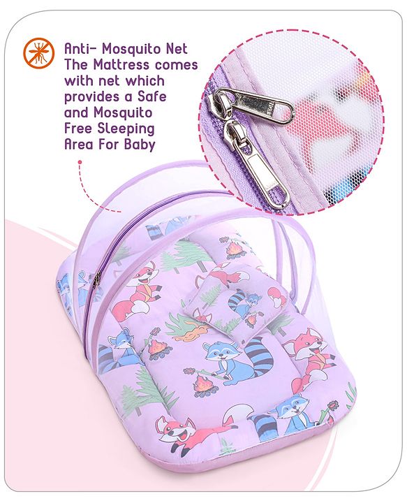 Babyhug Premium Bedding Super Saver Combo Fox Print Set of 3 - Lilac| 100% Cotton Fabric| New Born Gifting Option| For Boys and Girls| Pillows and Bolsters| Light Weight and Travel Friendly| Baby Safe Material| Delicate on Baby's skin| Breathable Fab