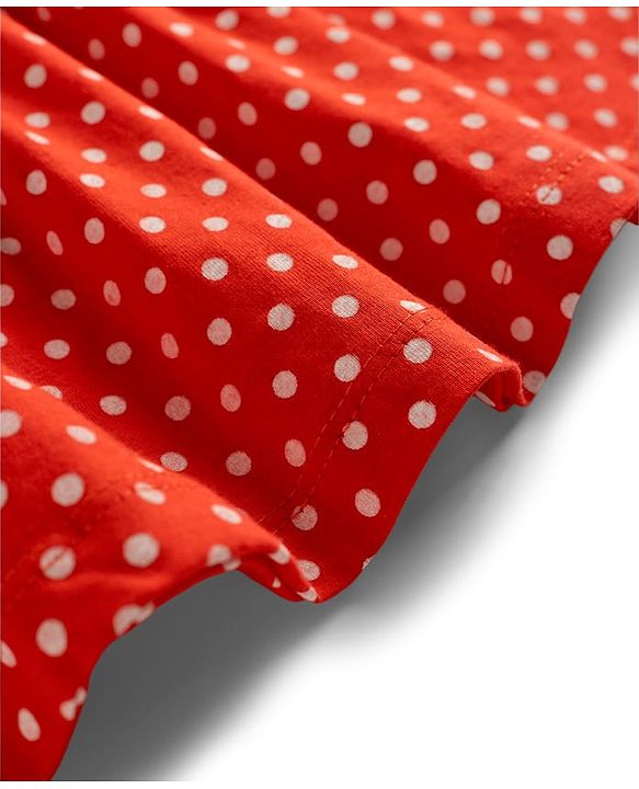 Babyhug Single Jersey Knit Sleeveless Frock With Polka Dot Print - Red