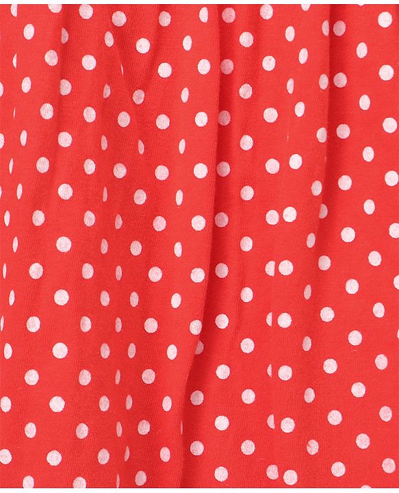 Babyhug Single Jersey Knit Sleeveless Frock With Polka Dot Print - Red