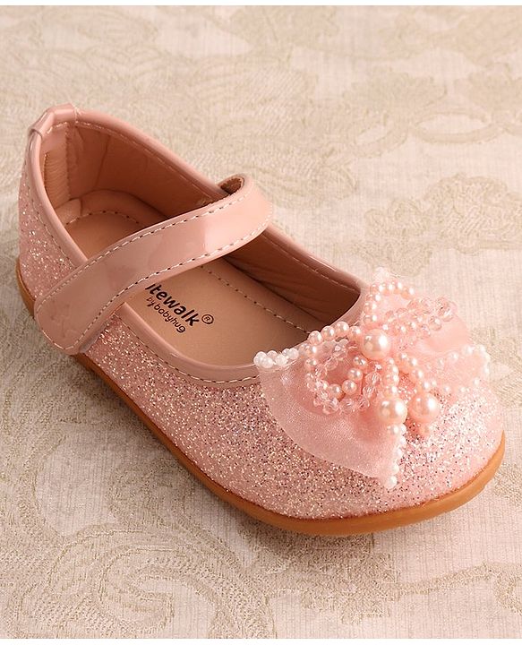 Cute Walk by Babyhug Ballerina with Velcro Closure & Bow Applique - Pink