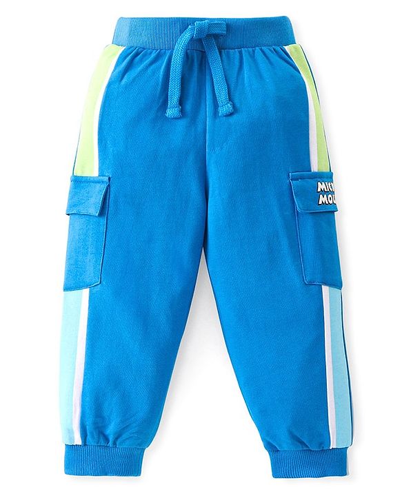 Babyhug Disney Cotton Knit Full Sleeves Sweatshirt & Lounge Pants Set With Mickey Mouse Front & Back Graphics - Blue
