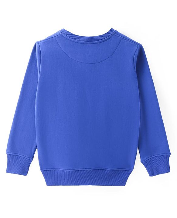 Pine Kids Cotton Knit Full Sleeves Sweatshirt With Cut & Sew Design & Game Print - Blue