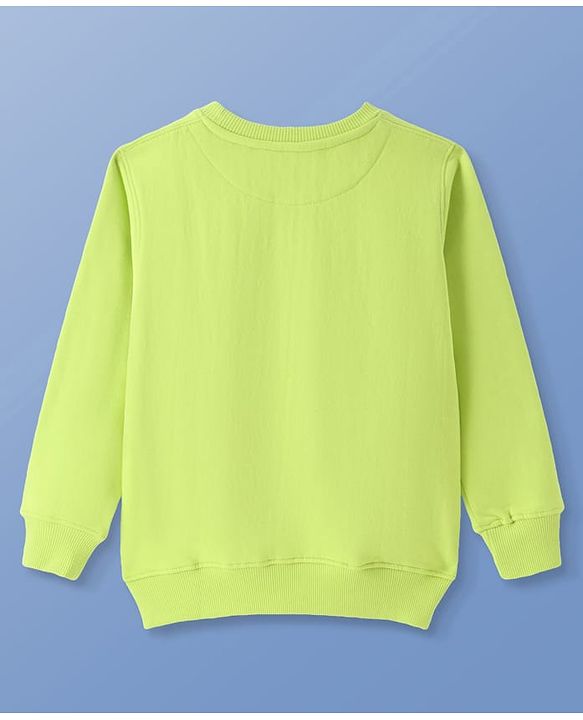 Pine Kids Cotton Full Sleeves Sweatshirt Text Print - Lime Green