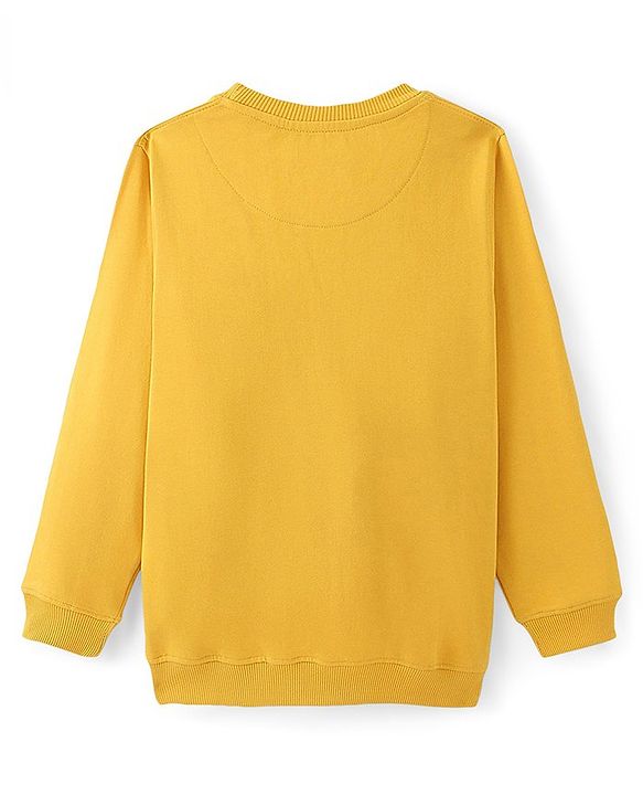 Pine Kids Cotton Knit Full Sleeves Sweatshirt With Basketball Theme Print - Mustard
