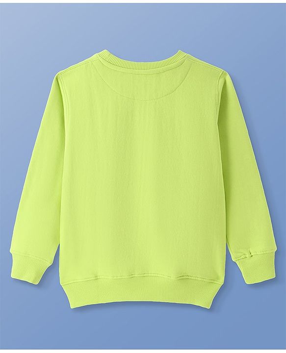Pine Kids Cotton Knit Full Sleeves Sweatshirt with Text Print - Lime Green