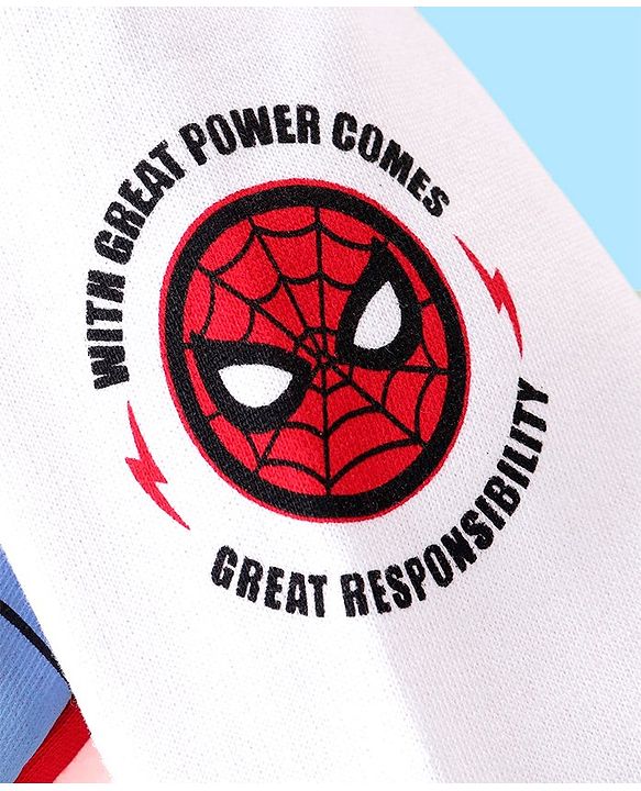 Babyhug Marvel Full Sleeves Front Open Hooded Sweat Jacket With Front and Back Spider Man Graphic, Embroidery Detailing - Red