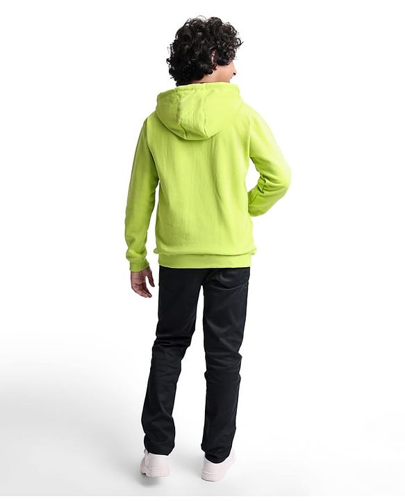 Pine Kids Knit Full Sleeves Hooded Solid Colour Sweatshirt with Kangaloo Pockets- Light Green