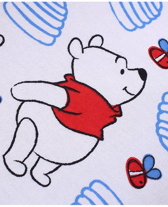 Babyhug Disney Knit Full Sleeves Winnie The Pooh Graphic T-Shirt Terry Dungaree Set & Applique Detailing Dungaree - Red