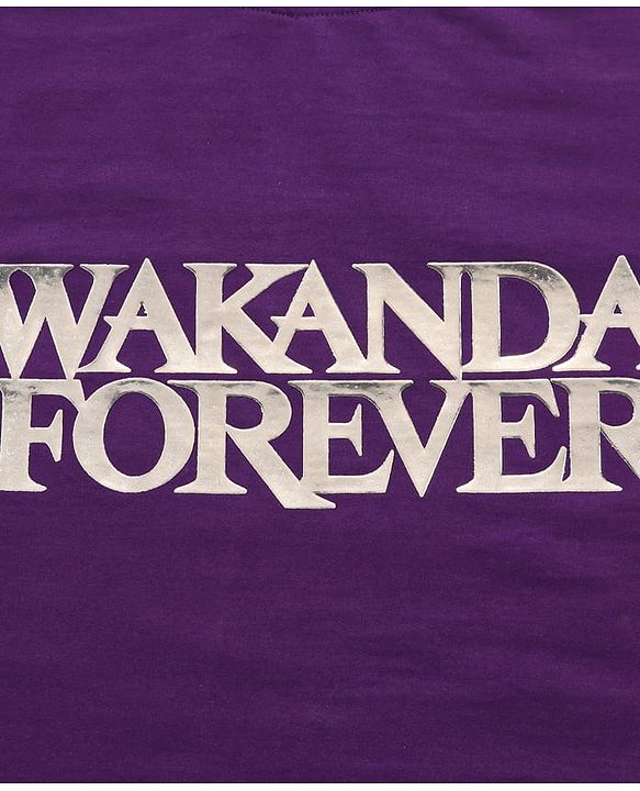 Pine Kids Marvel Terry Knit Half Sleeves Oversized Light Weight T-Shirt With Wakanda Forever Graphics - Purple