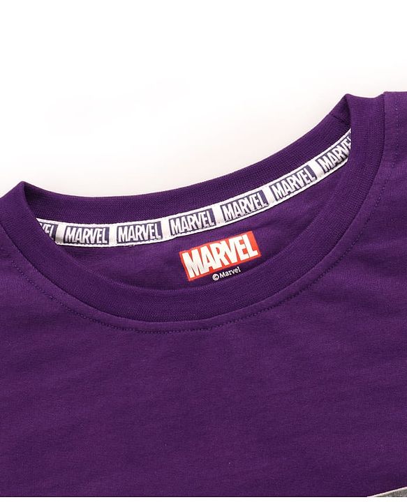 Pine Kids Marvel Terry Knit Half Sleeves Oversized Light Weight T-Shirt With Wakanda Forever Graphics - Purple
