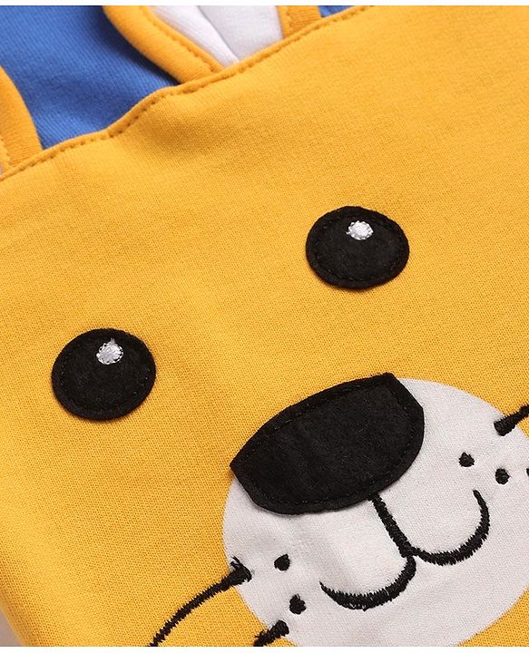 Babyhug Cotton Knit Full Sleeves Sweatshirt With Cut & Sew Design & Animal Applique - Multicolour