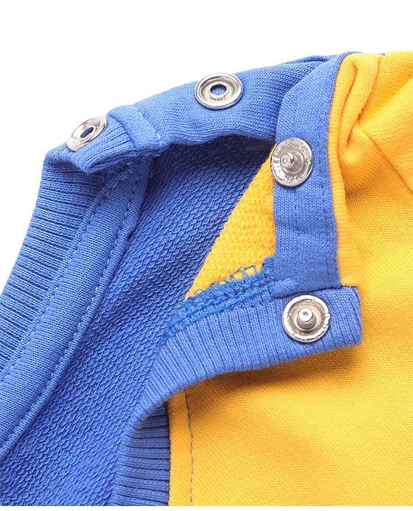 Babyhug Cotton Knit Full Sleeves Sweatshirt With Cut & Sew Design & Animal Applique - Multicolour
