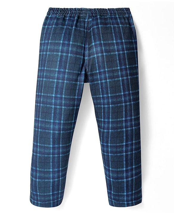 Babyhug Woven Full Sleeves Checkered 3 Piece Party Suit - Light Blue