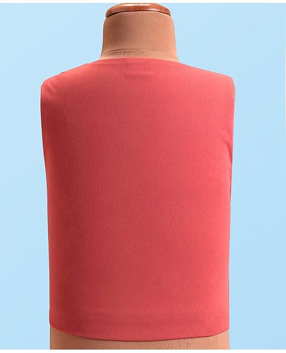 Babyhug Woven Full Sleeves Solid Color Party Suit with Shirt Waistcoat Trousers and Bow - White Rust Red