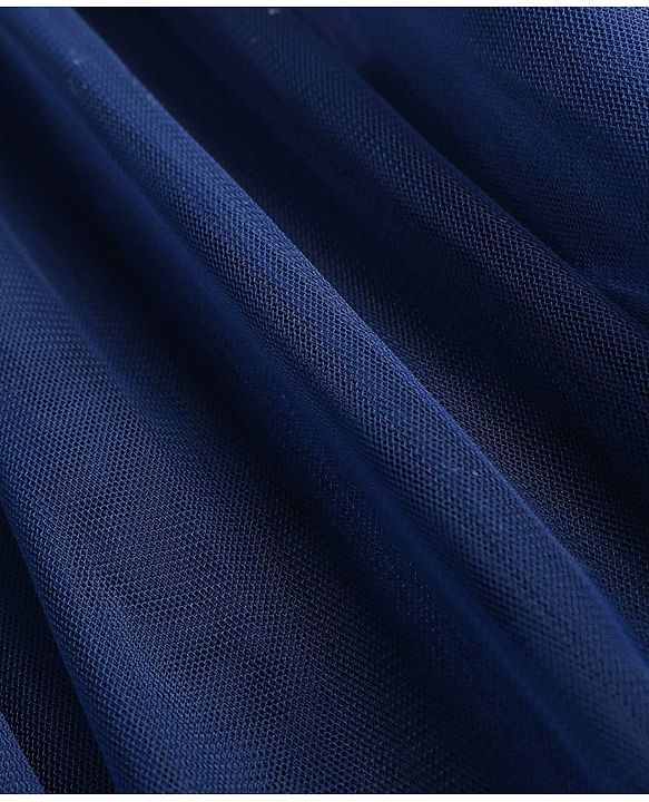 Babyhug  Woven  Frill Sleeves A Line Party Frock  with Floral Corsage - Navy Blue