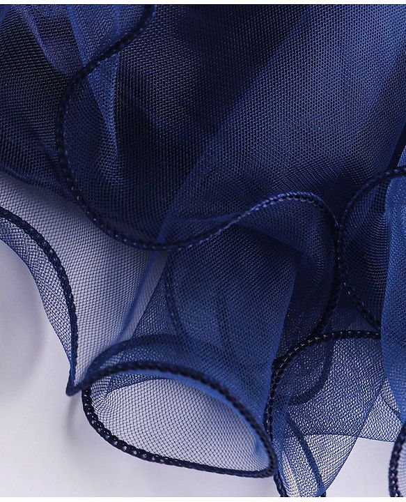Babyhug  Woven  Frill Sleeves A Line Party Frock  with Floral Corsage - Navy Blue