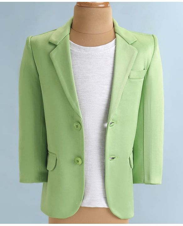 Babyhug Woven  Full Sleeves Solid Blazer With T-Shirt - Green & White