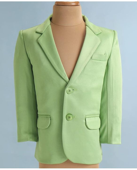 Babyhug Woven  Full Sleeves Solid Blazer With T-Shirt - Green & White