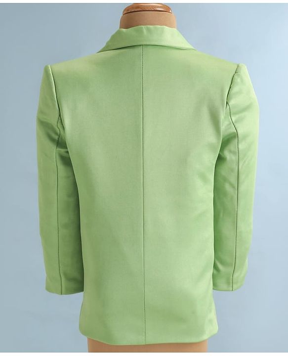 Babyhug Woven  Full Sleeves Solid Blazer With T-Shirt - Green & White