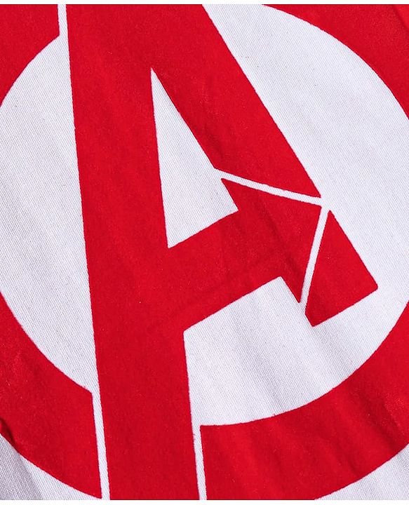 Pine Kids Marvel Terry Knit Half Sleeves Cut & Sew Designed Light Weight T-Shirt with Front & Back Avengers Graphic - Red & White