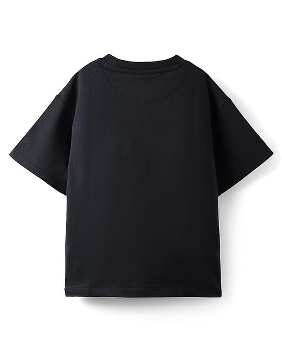 Pine Kids Marvel Terry Knit Half Sleeves Oversized Light Weight T-Shirt With Marvel Graphics - Black
