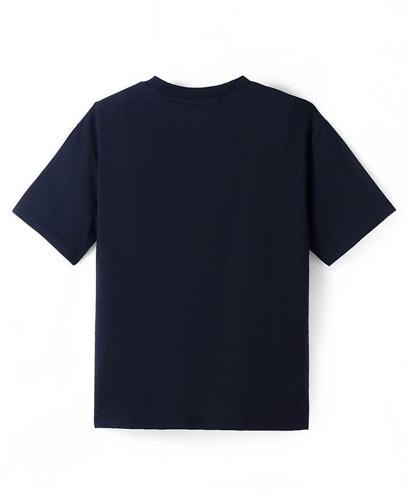 Pine Kids Marvel Terry Knit Half Sleeves Oversized T-Shirt With Marvel Graphic & Textured Foil Print Detailing - Black