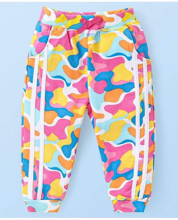 Babyhug Terry Knit Full Sleeves Hooded Sweatjacket & Joggers Set with T-Shirt Camo & Text Print - Multicolour