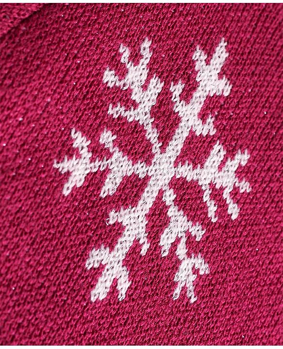 Babyhug Knitted  Full Sleeves & High Neck Poncho with Snow Flakes Design - Wine